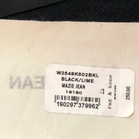 NWT! RAG & BONE Mazie Black w/Lime Side Stripe Skinny Jeans 23 - Picture 10 of 13